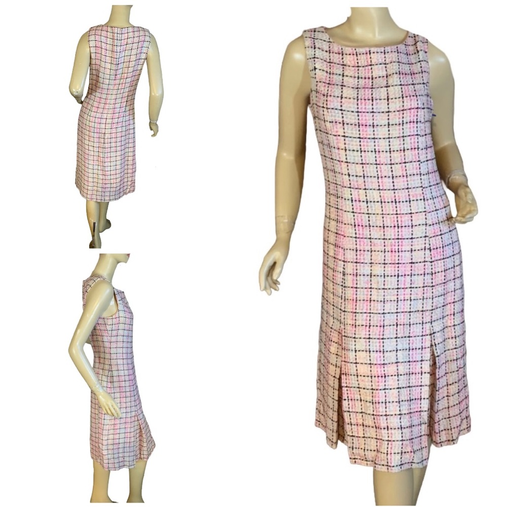 TALBOTS PINK & BLACK SILK BLEND PASTEL TWEED DRESS & BLAZER SUIT SET (8) - Picture 7 of 13